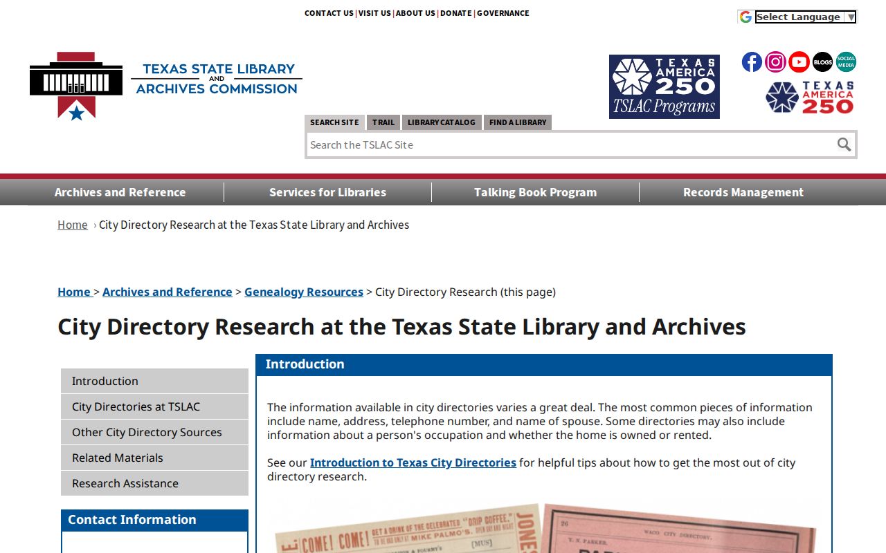 Plano previous residents research at the Texas State Library city directory guide